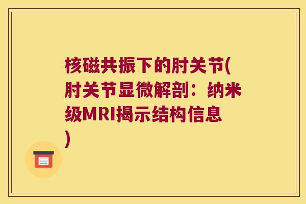 核磁共振下的肘关节(肘关节显微解剖:纳米级MRI揭示结构信息) 核磁共振下的肘关节(肘关节显微解剖:纳米级MRI揭示结构信息)