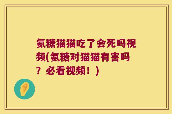 氨糖猫猫吃了会死吗视频(氨糖对猫猫有害吗？必看视频！)