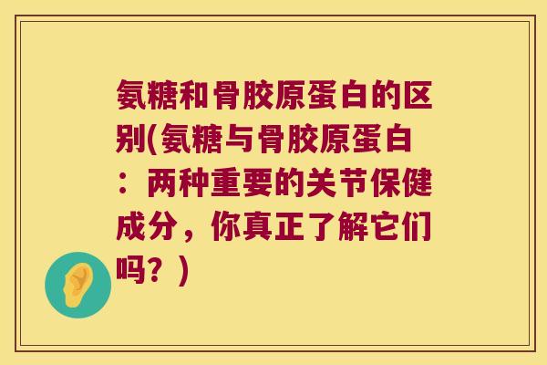 氨糖和骨胶原蛋白的区别(氨糖与骨胶原蛋白:两种重要的关节保健成分,你真正了解它们吗?) 氨糖和骨胶原蛋白的区别(氨糖与骨胶原蛋白:两种重要的关节保健成分,你真正了解它们吗?)