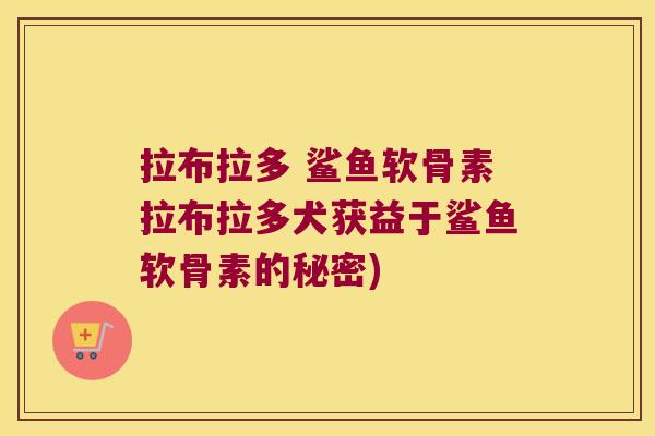 拉布拉多 鲨鱼软骨素拉布拉多犬获益于鲨鱼软骨素的秘密)