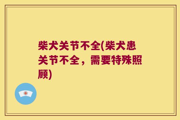 柴犬关节不全(柴犬患关节不全,需要特殊照顾) 柴犬关节不全(柴犬患关节不全,需要特殊照顾)