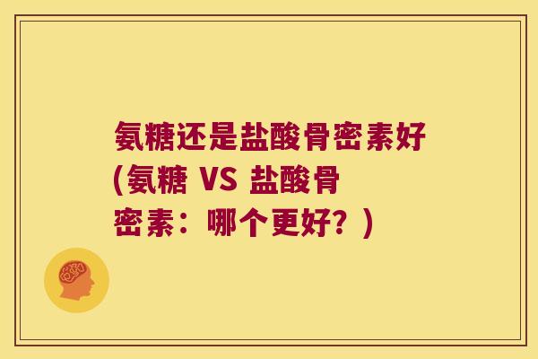 氨糖还是盐酸骨密素好(氨糖 VS 盐酸骨密素：哪个更好？)