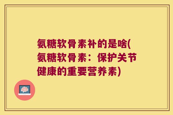 氨糖软骨素补的是啥(氨糖软骨素：保护关节健康的重要营养素)