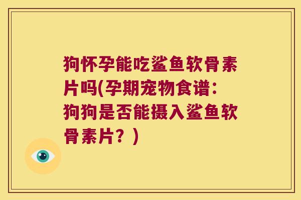 狗怀孕能吃鲨鱼软骨素片吗(孕期宠物食谱：狗狗是否能摄入鲨鱼软骨素片？)