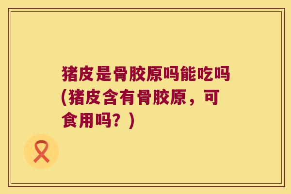 猪皮是骨胶原吗能吃吗(猪皮含有骨胶原,可食用吗?) 猪皮是骨胶原吗能吃吗(猪皮含有骨胶原,可食用吗?)