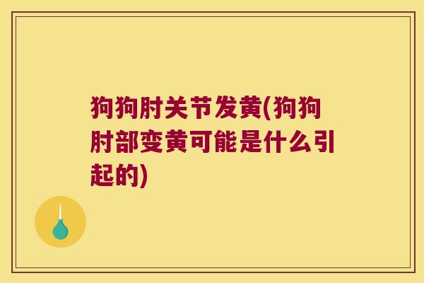 狗狗肘关节发黄(狗狗肘部变黄可能是什么引起的)