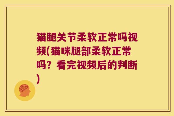 猫腿关节柔软正常吗视频(猫咪腿部柔软正常吗?看完视频后的判断) 猫腿关节柔软正常吗视频(猫咪腿部柔软正常吗?看完视频后的判断)