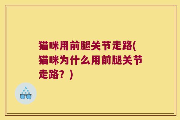 猫咪用前腿关节走路(猫咪为什么用前腿关节走路?) 猫咪用前腿关节走路(猫咪为什么用前腿关节走路?)