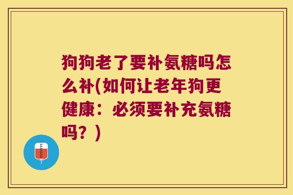 狗狗老了要补氨糖吗怎么补(如何让老年狗更健康：必须要补充氨糖吗？)