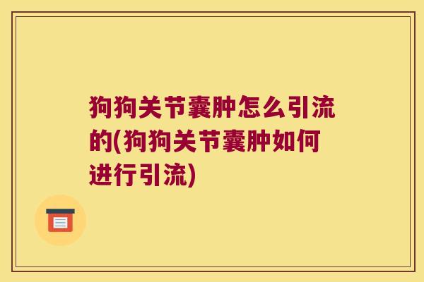狗狗关节囊肿怎么引流的(狗狗关节囊肿如何进行引流)