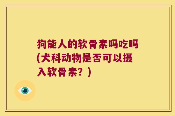 狗能人的软骨素吗吃吗(犬科动物是否可以摄入软骨素？)