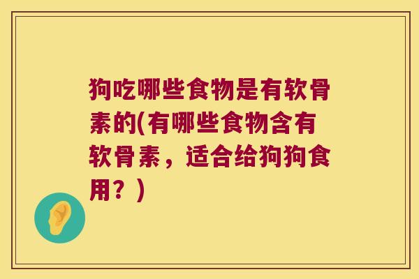 狗吃哪些食物是有软骨素的(有哪些食物含有软骨素，适合给狗狗食用？)