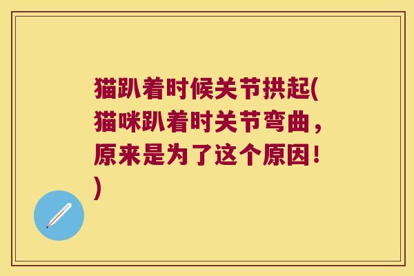 猫趴着时候关节拱起(猫咪趴着时关节弯曲，原来是为了这个原因！)