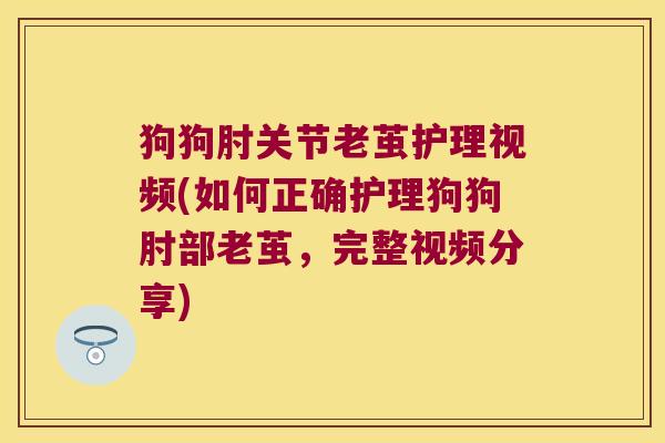 狗狗肘关节老茧护理视频(如何正确护理狗狗肘部老茧,完整视频分享) 狗狗肘关节老茧护理视频(如何正确护理狗狗肘部老茧,完整视频分享)