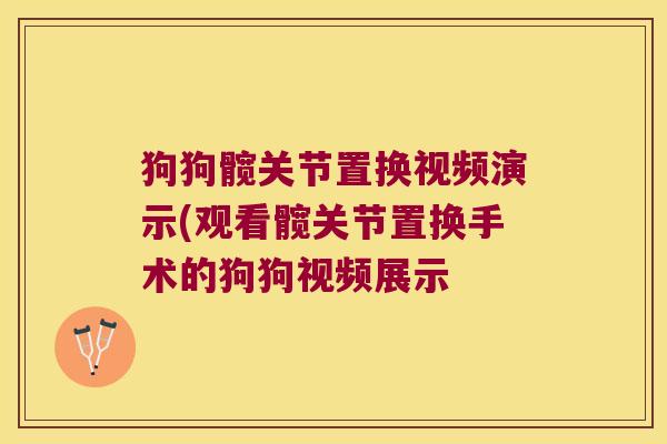 狗狗髋关节置换视频演示(观看髋关节置换手术的狗狗视频展示 狗狗髋关节置换视频演示(观看髋关节置换手术的狗狗视频展示