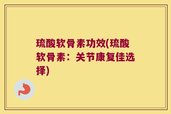 琉酸软骨素功效(琉酸软骨素：关节康复佳选择)