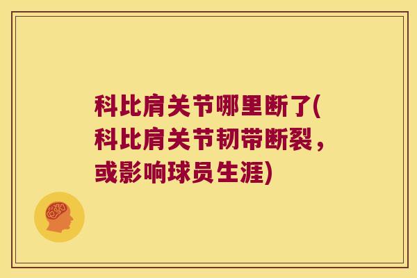 科比肩关节哪里断了(科比肩关节韧带断裂，或影响球员生涯)