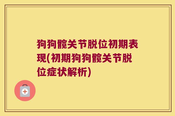 狗狗髋关节脱位初期表现(初期狗狗髋关节脱位症状解析) 狗狗髋关节脱位初期表现(初期狗狗髋关节脱位症状解析)