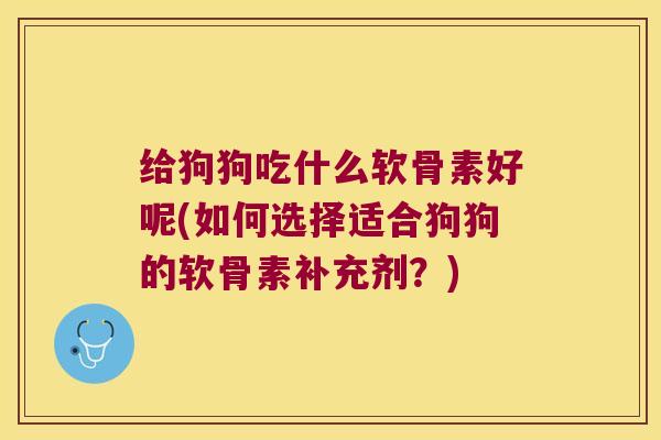 给狗狗吃什么软骨素好呢(如何选择适合狗狗的软骨素补充剂？)