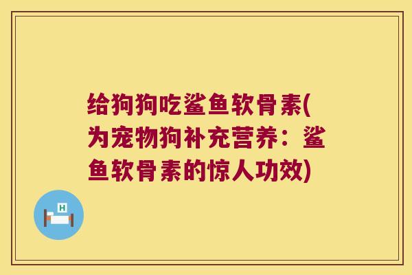 给狗狗吃鲨鱼软骨素(为宠物狗补充营养:鲨鱼软骨素的惊人功效) 给狗狗吃鲨鱼软骨素(为宠物狗补充营养:鲨鱼软骨素的惊人功效)