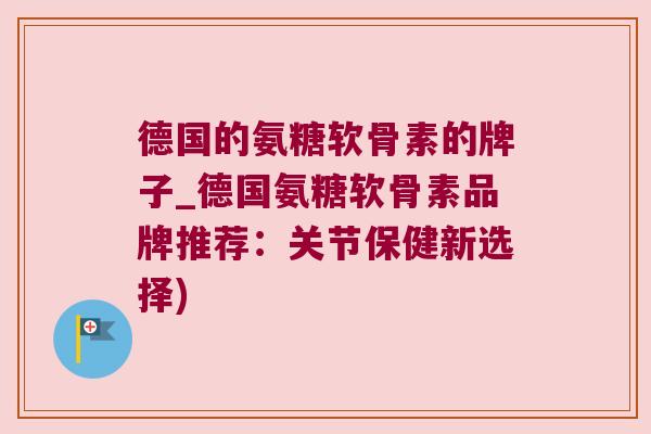 德国的氨糖软骨素的牌子_德国氨糖软骨素品牌推荐：关节保健新选择)