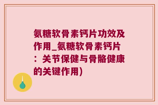 氨糖软骨素钙片功效及作用_氨糖软骨素钙片：关节保健与骨骼健康的关键作用)