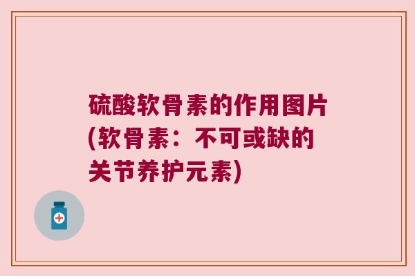 硫酸软骨素的作用图片(软骨素:不可或缺的关节养护元素) 硫酸软骨素的作用图片(软骨素:不可或缺的关节养护元素)