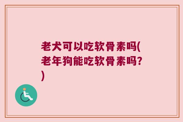 老犬可以吃软骨素吗(老年狗能吃软骨素吗？)