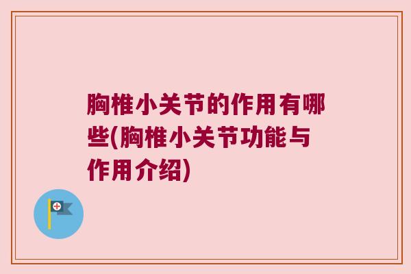 胸椎小关节的作用有哪些(胸椎小关节功能与作用介绍) 胸椎小关节的作用有哪些(胸椎小关节功能与作用介绍)
