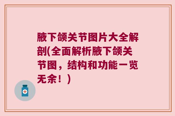 腋下颌关节图片大全解剖(全面解析腋下颌关节图，结构和功能一览无余！)