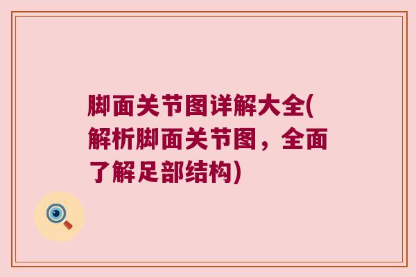 脚面关节图详解大全(解析脚面关节图，全面了解足部结构)