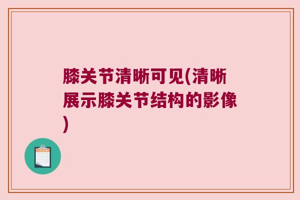 膝关节清晰可见(清晰展示膝关节结构的影像) 膝关节清晰可见(清晰展示膝关节结构的影像)