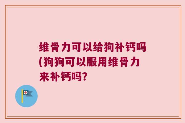 维骨力可以给狗补钙吗(狗狗可以服用维骨力来补钙吗? 维骨力可以给狗补钙吗(狗狗可以服用维骨力来补钙吗?
