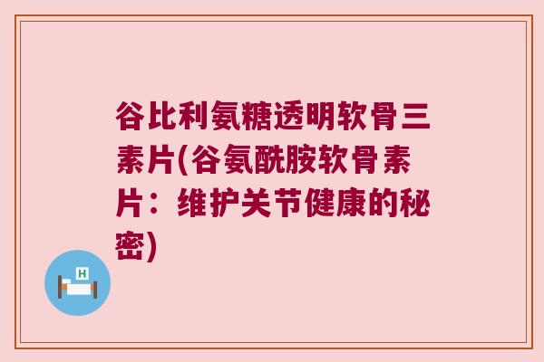 谷比利氨糖透明软骨三素片(谷氨酰胺软骨素片：维护关节健康的秘密)