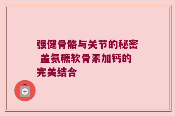 强健骨骼与关节的秘密 盖氨糖软骨素加钙的完美结合