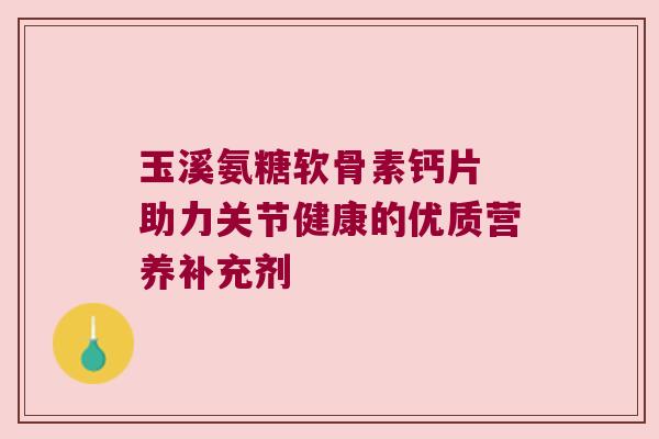 玉溪氨糖软骨素钙片 助力关节健康的优质营养补充剂 玉溪氨糖软骨素钙片 助力关节健康的优质营养补充剂