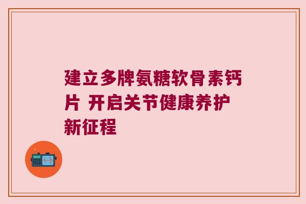 建立多牌氨糖软骨素钙片 开启关节健康养护新征程