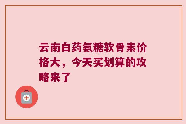 云南白药氨糖软骨素价格大，今天买划算的攻略来了