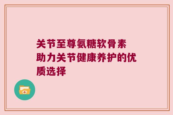 关节至尊氨糖软骨素 助力关节健康养护的优质选择