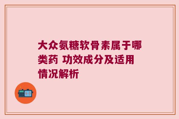 大众氨糖软骨素属于哪类药 功效成分及适用情况解析