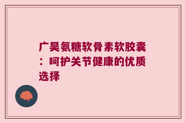 广昊氨糖软骨素软胶囊:呵护关节健康的优质选择 广昊氨糖软骨素软胶囊:呵护关节健康的优质选择