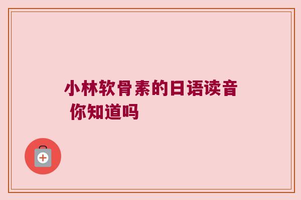 小林软骨素的日语读音 你知道吗