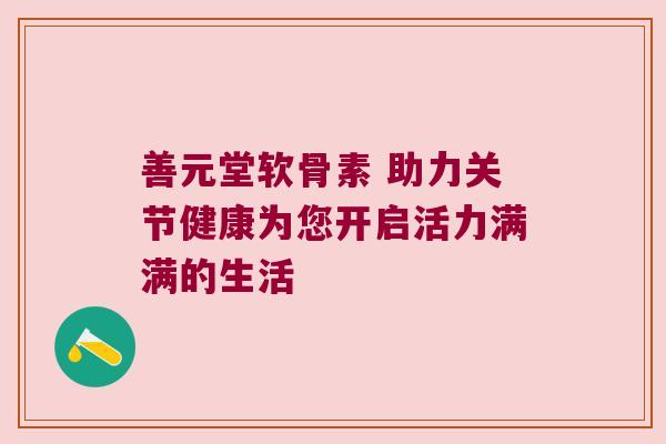 善元堂软骨素 助力关节健康为您开启活力满满的生活