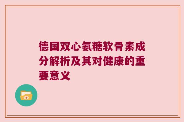 德国双心氨糖软骨素成分解析及其对健康的重要意义