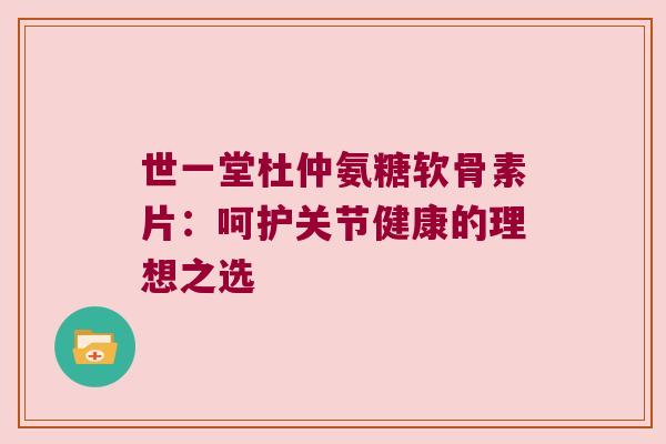 世一堂杜仲氨糖软骨素片：呵护关节健康的理想之选
