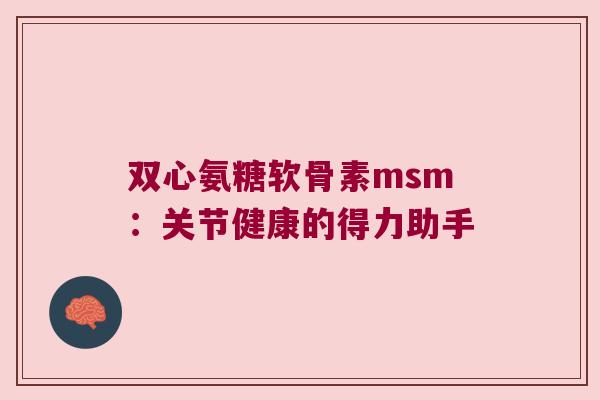 双心氨糖软骨素msm：关节健康的得力助手