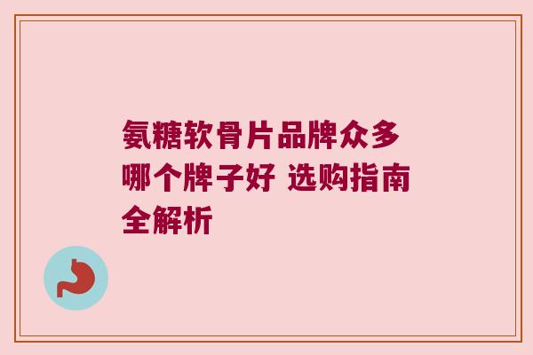 氨糖软骨片品牌众多 哪个牌子好 选购指南全解析