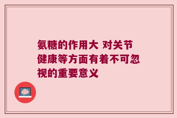 氨糖的作用大 对关节健康等方面有着不可忽视的重要意义