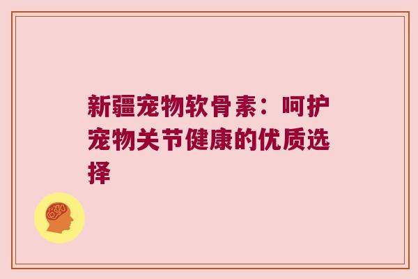 新疆宠物软骨素：呵护宠物关节健康的优质选择