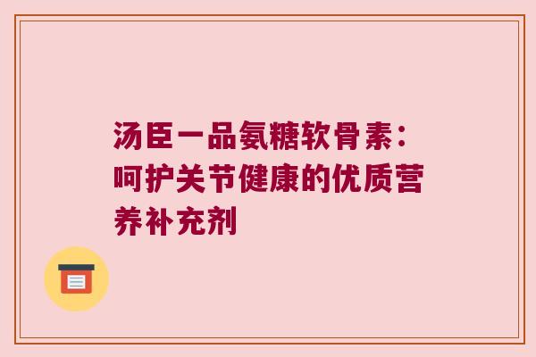 汤臣一品氨糖软骨素:呵护关节健康的优质营养补充剂 汤臣一品氨糖软骨素:呵护关节健康的优质营养补充剂